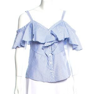 Veronica Beard Striped off- shoulder top